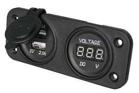 Allpa Waterproof Dc Installation Socket, 2x Usb & 1x Voltmeter (Double) - 025325 1 72dpi - 9025325