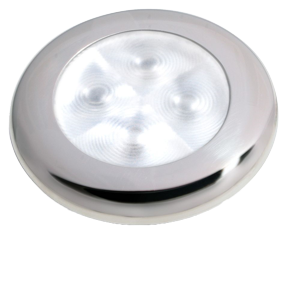 Hella Slim-Line Round Courtesy Lamps, White, 12v Led, Stainless Steel Polished, Ø72mm - 041347 - 9041347
