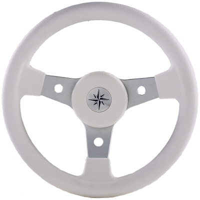 Allpa 3-Spoke Wheel 'Delfino' Silver Aluminum With White Vinyl Rim, Ø310mm, Depth 95mm - 062102 w 72dpi - 9062102/W
