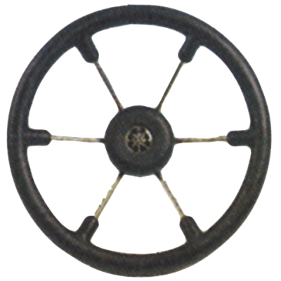 Allpa 6-Spoke Wheel 'Leader Tanegum' Stainless Steel With Black Polyurethane Rim, Ø370mm, Depth 100mm - 062109 72dpi - 9062109