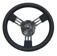 Allpa 3-Spoke Wheel 'Pegaso' Stainless Steel Black Polyurethan Rim, Ø300mm, Depth 60mm - 062148 - 9062148
