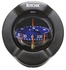 Ritchie Compass Model 'Venture Sr-2', 12v, Bulkhead Mount, Dial Ø93,5mm/5° Black, With Clinometer - 067085 72dpi - 9067085