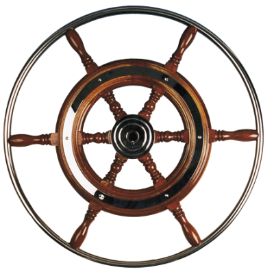 Allpa 6-Spoke Wheel 'Type 3' Classic Mahogany Wheel With Stainless Steel Rim Incl. Adapter, Ø600mm - 068360 72dpi - 9068360