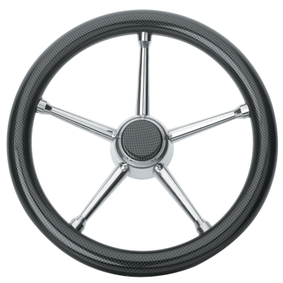 Allpa 5-Spoke Wheel 'Model 18' Stainless Steel Black Carbonlook Rim, Ø350mm, Depth 60mm - 068705 72dpi - 9068705