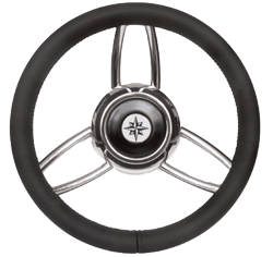 Allpa 3-Spoke Wheel 'Type 27b' Stainless Steel With Black Vinyl Rim, Ø350mm, Tiefe 60mm - 068736 72dpi - 9068736