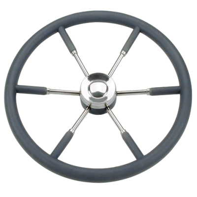 Allpa 6-Spoke Wheel 'Type 9' Stainless Steel With Black P.u. Rim, Ø450mm - 068945 72dpi - 9068945
