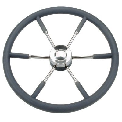 Allpa 6-Spoke Wheel 'Type 9' Stainless Steel With Black P.u. Rim, Ø700mm - 068970 72dpi - 9068970