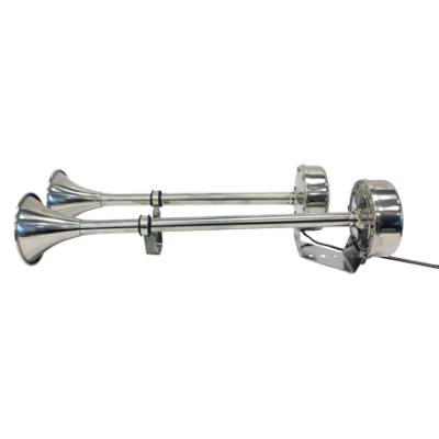 Allpa Stainless Steel Electro-Magnetic Boat Horn Set, Dual Tone, L=463,5mm, 12v (105db(A)-350/400hz) - 078151 - 9078151