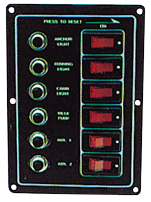 Allpa Aluminum Circuit Panel, 12v, 165x115mm, 6-Position (Lighted) & Automatic Fuses - 078275 72dpi - 9078275