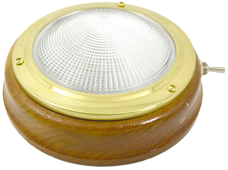 Allpa Brass Dome Light With Ribbed Lens Model 4", Teak Base, 12v/15w, With Switch - 078600 72dpi - 9078600