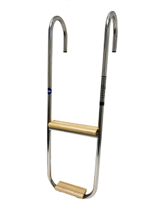 S.s. Bathing Ladder 3-Steps Fixed Mounted Mirror Support; Teak Wooden Steps - 110033 72dpi - 110033