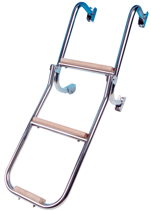 Allpa Stainless Steel Bathing Ladder, 3-Steps (Wood), Dims. Unfolded 270x860mm, Tube Ø20mm - 110046 72dpi - 110046
