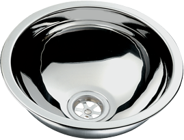 Allpa Stainless Steel Sink, Round, Outside Ø290mm, Depth 120mm, With Angled Drain - 488001 72dpi - 488001
