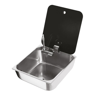 Allpa Square Sink With Glass Lid And Cold Water Tap 350x320x150mm - 488061 72dpi - 488061