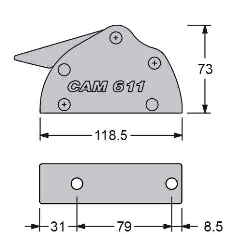 Antal Clutch Cam 611, Single, Line Ø6-11mm, Width 33mm, Weight 0,30kg - 513110 01 72dpi - 513110