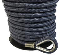 Allpa Leaded Polyester Anchor Rope, 10mmx30m, Leaded Part=10m, Stainless Steel Thimble, Dark Blue (Breaking Load 800kg) - 61030005 1 - 61030005