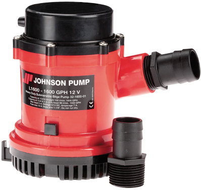 Johnson Pump L-Series Bilge Pump L1600, 12v/7a, 100l/Min, Hose Connection 1-1/8" & 1-1/4" - 6632160001 72dpi - 6632160001