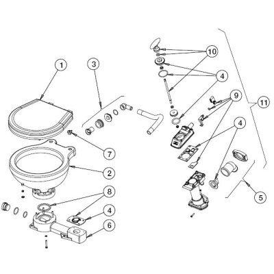 Johnson Pump Plastic Base Assembly For Marine Manual Toilet - 66814724301 72dpi - 66814724301