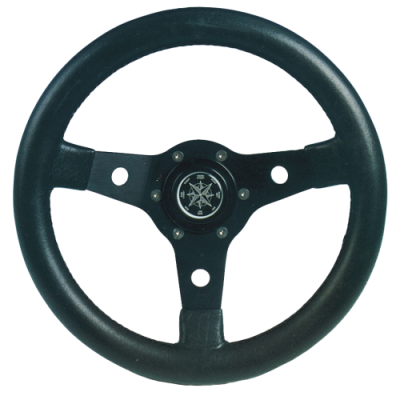Allpa 3-Spoke Wheel "Delfino" Black Aluminum With Black Vinyl Rim, Ø310mm, Depth 95mm - 9062102 - 9062102