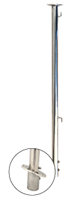 Allpa Stainless Steel Flag Pole, L=1m Ø25mm, With 2 Hooks And Click System - 913816 72dpi - 913816