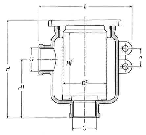 Nickel Plated Brass With Stainless Steel Cooling Water Strainer Kit 316 Strainer, 1", H=105mm, 49500l/H - 001160edims 72dpi - 9001160E