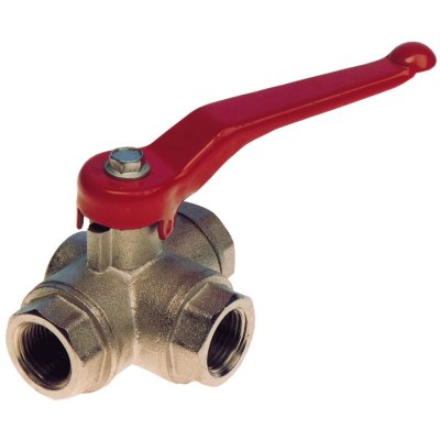 Chromed-Brass 3-Way Ball Valve With Double Outlet 'T-Flow', 3/4" - 001551d 72dpi - 9001551D