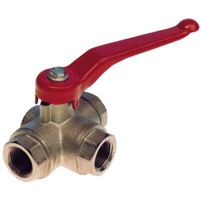 Chromed-Brass 3-Way Ball Valve With Double Outlet 'T-Flow', 1-1/2" - 001551g 72dpi - 9001551G