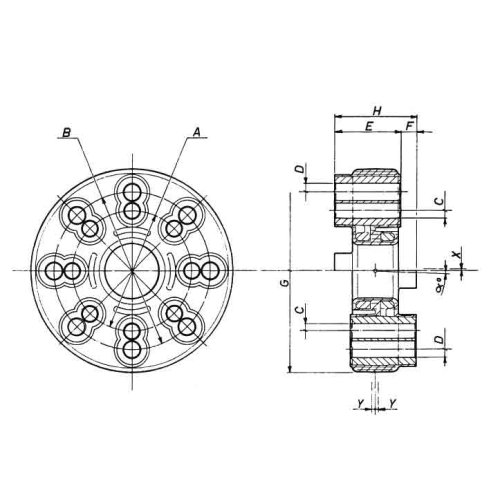 Rubber Couplings Up To 200nm, Pitch &Oslash;82,5 & 108mm, Width 44mm - 002200 2 72dpi - 9002200