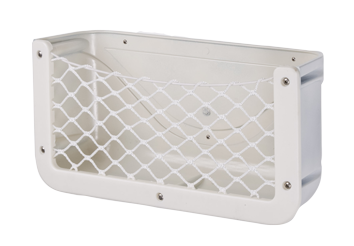 Plastic Storage Bin, White, With Black Elastic Net, Dim. 370x185x100mm - 015285 72dpi - 9015285