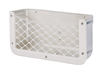 Plastic Storage Bin, White, With Black Elastic Net, Dim. 370x185x100mm - 015285 72dpi - 9015285