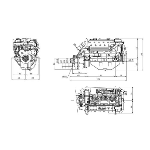 Sol&eacute; Marine Diesel Engine Sm 103 76 Hp With Technodrive Gear Box Tm93, R=2.40:1 - 022191 02 72dpi - 9022191