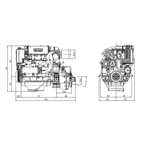 Solé Marine Diesel Engine Sdz 165 Turbo & Intercooler, With Technodrive Gear Box Tm880a, R=2.60:1 - 022250 01 72dpi - 9022254
