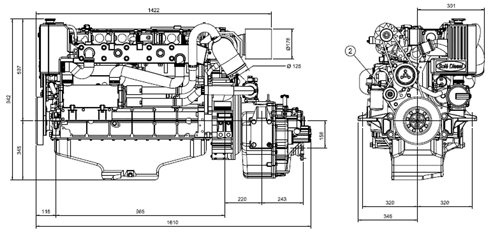 Sol&eacute; Marine Diesel Engine Sdz 205 Turbo With Technodrive Gearbox Tm265a, R=2.09:1 - 022274 01 72dpi - 9022274
