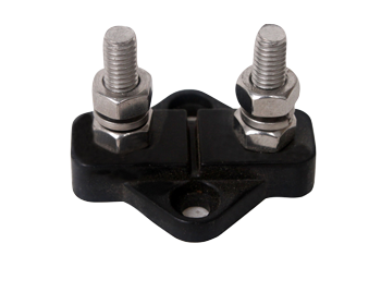 Isolated Twin Terminal, Tin Plate On Abs Base, 2x 10mm, Black - 025211 72dpi - 9025211