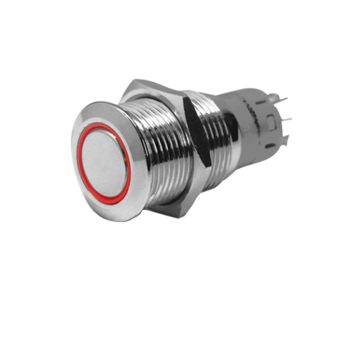 Allpa Stainless Steel Ring Led Push Button, (On)/Off, 12v, Bore Ø22mm, Built-In Depth 40mm, Red Led - 025251 72dpi 2 - 9025253