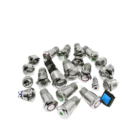 Stainless Steel Ring Led Push Button, (On)/Off, 24v, Bore &Oslash;22mm, Built-In Depth 40mm, Red Led - 025256 01 72dpi 1 - 9025258
