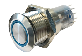 Stainless Steel Ring Led Push Button, (On)/Off, 12v, Bore &Oslash;22mm, Built-In Depth 40mm, Blue Led - 025260 72dpi 8 - 9025263