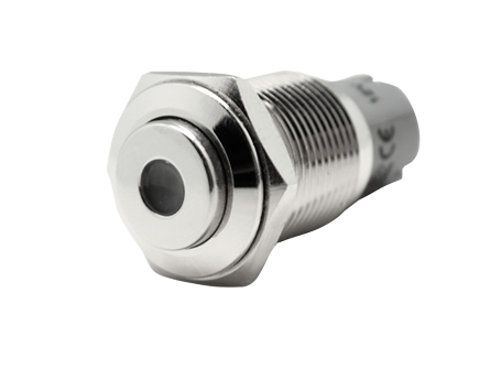 Stainless Steel Point Led Push Switch, (On)/Off, 12v, Bore &Oslash;16mm, Built-In Depth 36mm, Red Led - 025271 72dpi - 9025271