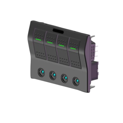 Abs Switch Panel, 12v, 4-Positions & Led-Indicators, Glass Fuses, Dims. 130x100mm, Splash Proof, 2x5a, 1x10a, 1x15a Fuses - 025310 72dpi - 9025310