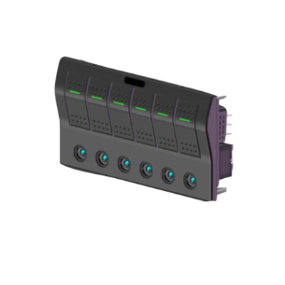 Abs Switch Panel, 12v, 6-Positions & Led-Indicators, Glass Fuses, Dims. 182.5x100mm, Splash Proof, 3x5a, 2x10a, 1x15a Fuses - 025315 72dpi - 9025315