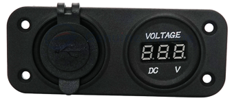 Waterproof Dc Installation Socket, 2x Usb & 1x Voltmeter (Double) - 025325 2 72dpi - 9025325
