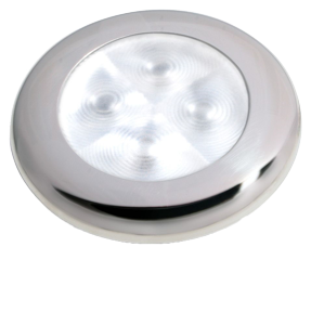 Hella Slim-Line Round Courtesy Lamps, White, 12v Led, Stainless Steel Polished, &Oslash;72mm - 041347 - 9041347