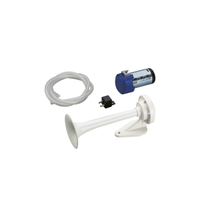 Abs (Plastic) Boat Horn With Eletric Compressor, White, L=250mm, 24v (116db(A)-420hz) Electropneumatic - 05062 72dpi 2 - 905063