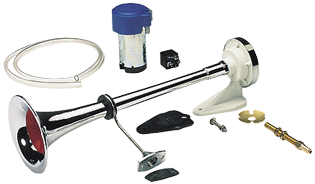 Chromed Brass Boat Horn With Compressor, Single Tone, L=500mm, 12v (111db(A)-228hz) - 05102 72dpi - 905102