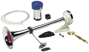 Chromed Brass Boat Horn With Compressor, Single Tone, L=500mm, 12v (111db(A)-228hz) - 05102 72dpi - 905102