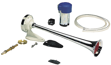 Chromed Plastic Boat Horn With Compressor, Single Tone, L=390mm, 12v (108db(A)-326hz) - 05112 72dpi - 905112