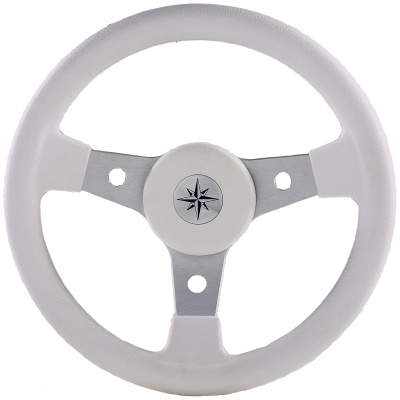 3-Spoke Wheel 'Delfino' Silver Aluminum with White Vinyl Rim, &Oslash;310mm, Depth 100,6mm - 062102 w 72dpi - 9062102/W