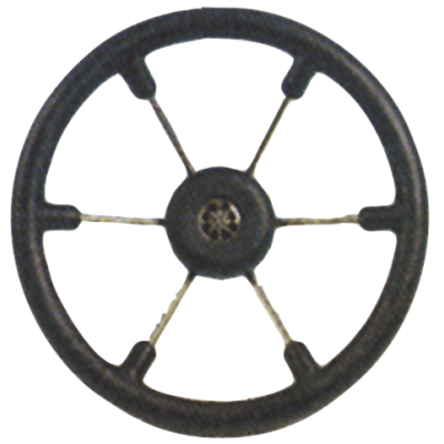 6-Spoke Wheel 'Leader Tanegum' Stainless Steel with Black Polyurethane Rim, &Oslash;360mm, Depth 101,5mm - 062109 72dpi - 9062109