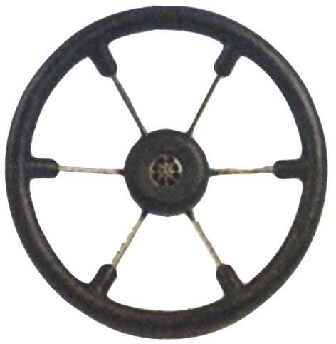 6-Spoke Wheel 'Leader Tanegum' Stainless Steel with Black Polyurethane Rim, &Oslash;360mm, Depth 101,5mm - 062109 72dpi - 9062109