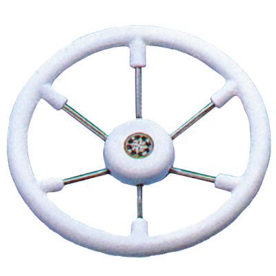 6-Spoke Wheel 'Leader Tanegum' Stainless Steel with White Polyurethane Rim, &Oslash;360mm, Depth 101,5mm - 062109 w 72dpi - 9062109/W